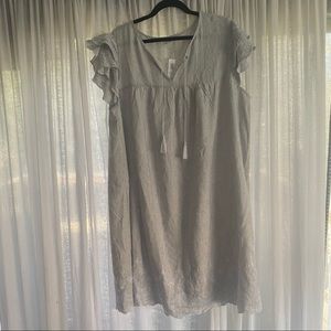 Old Navy Dress 3X Plus Navy and White Stripes with White Embroidered Details